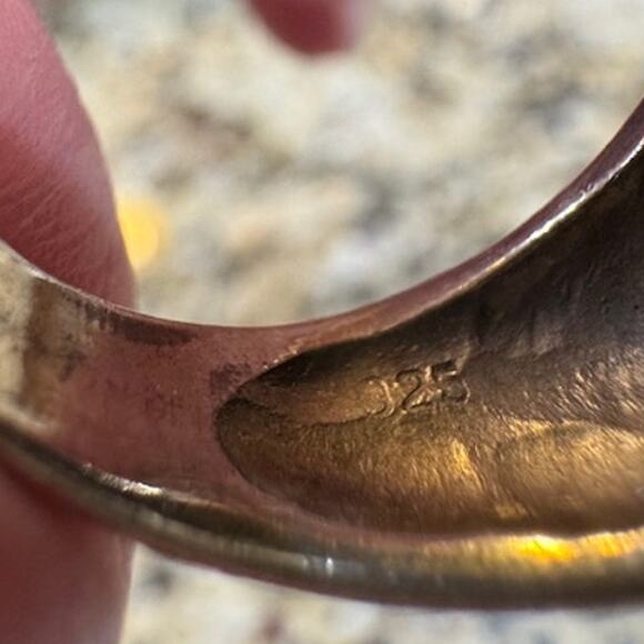 Vintage 925 Sterling Silver Jade Statement Rectangle Ring 7 - Picture 4 of 4